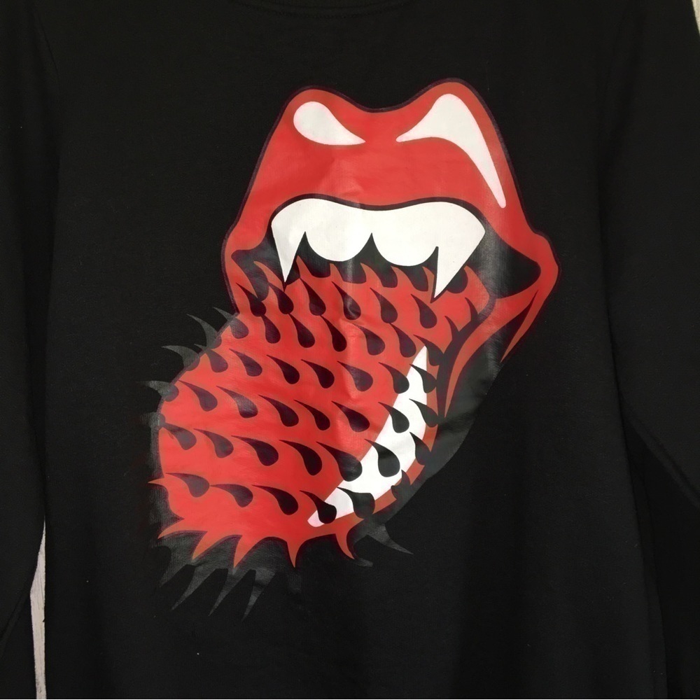 NWT Rolling Stones Black Spiked Tongue Sweatshirt Women’s Small - Picture 2 of 5